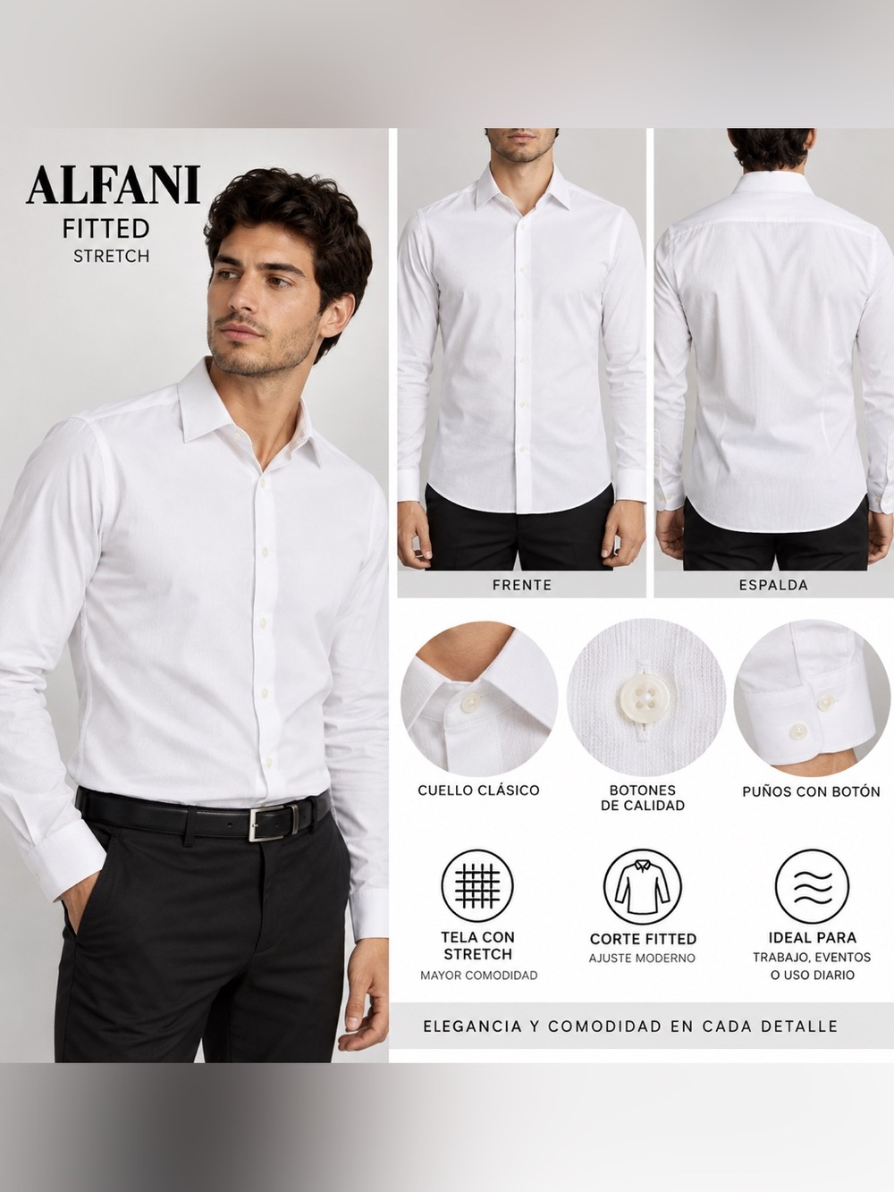Alfani White Slim Fit Stretch Dress Shirt